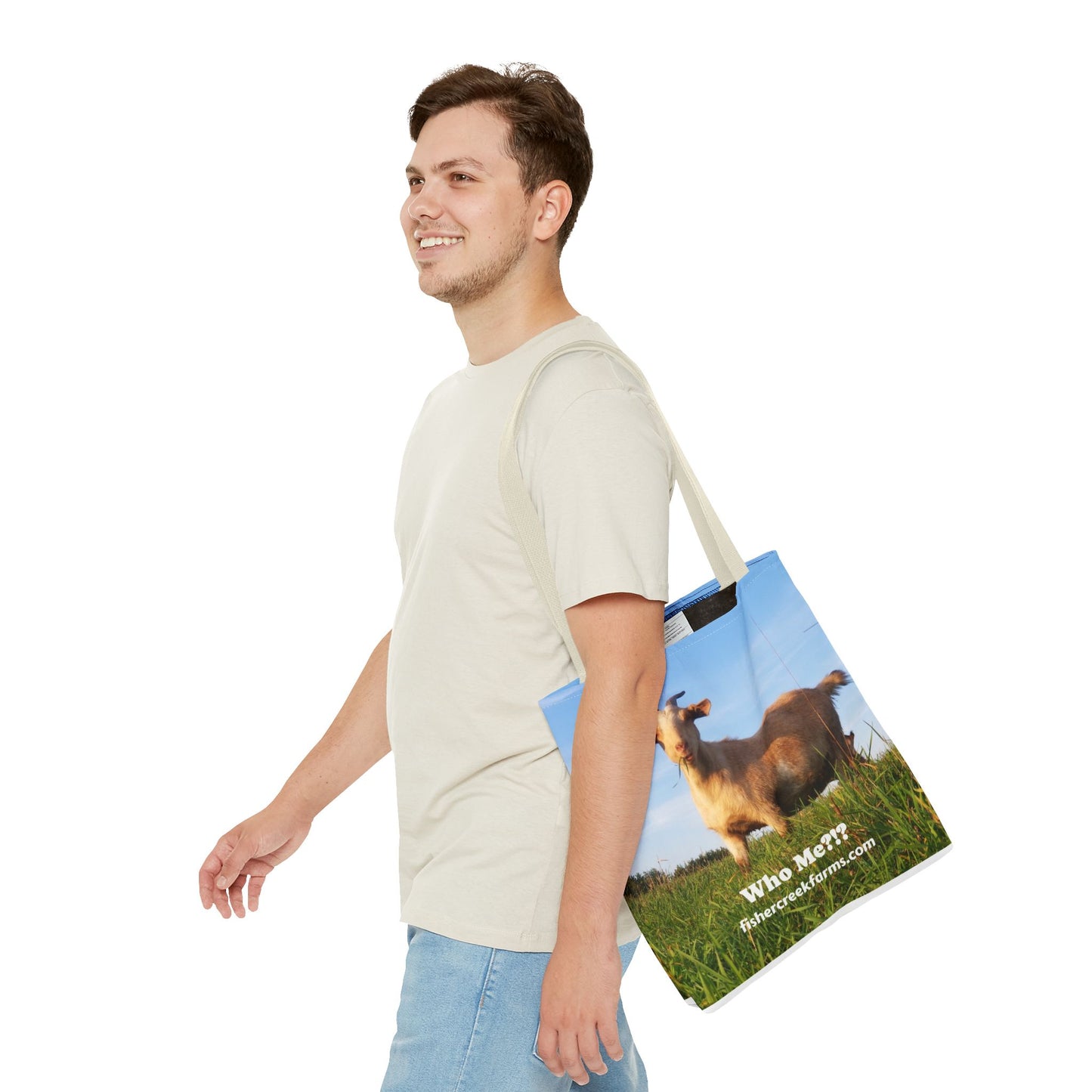 Goat Photo Tote Bag - "Who Me?!?" Farm Animal Reusable Market Bag