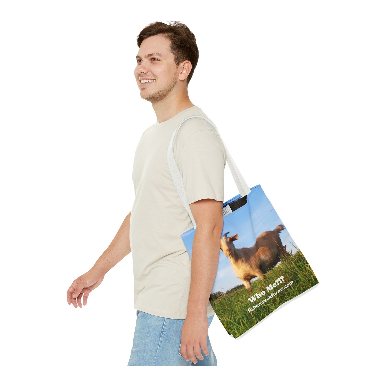 Goat Photo Tote Bag - "Who Me?!?" Farm Animal Reusable Market Bag