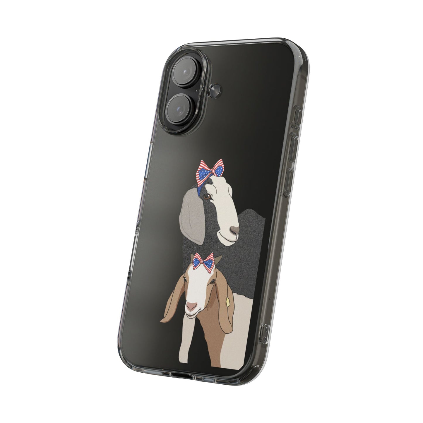 Clear Impact Phone Case — Cute Goats with Patriotic Bow Accessories