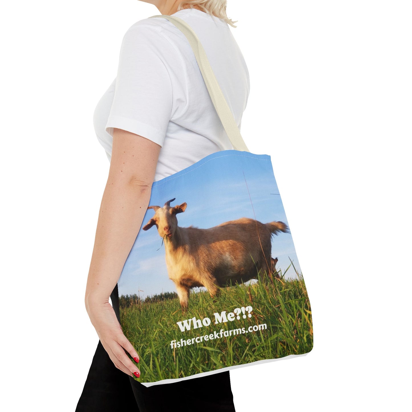 Goat Photo Tote Bag - "Who Me?!?" Farm Animal Reusable Market Bag