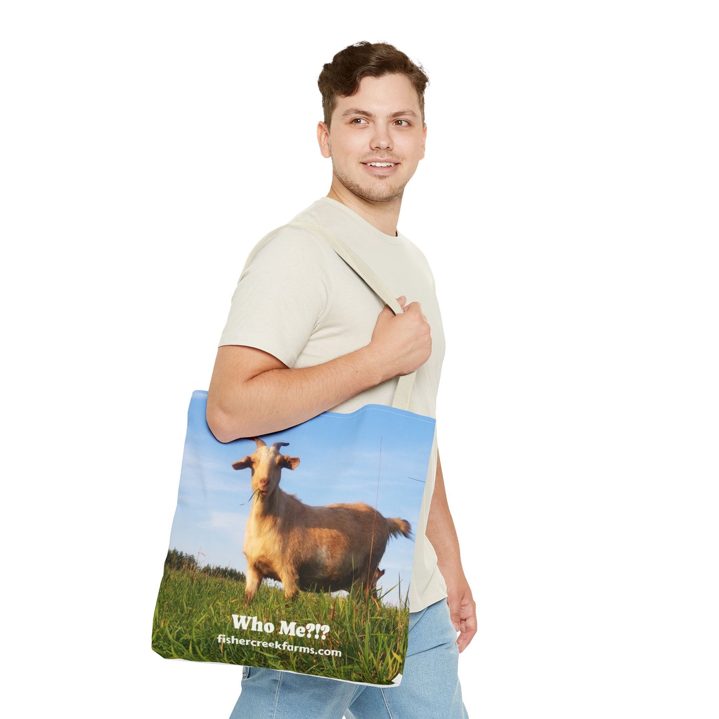 Goat Photo Tote Bag - "Who Me?!?" Farm Animal Reusable Market Bag