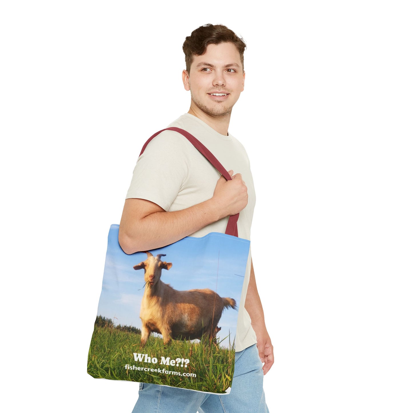 Goat Photo Tote Bag - "Who Me?!?" Farm Animal Reusable Market Bag