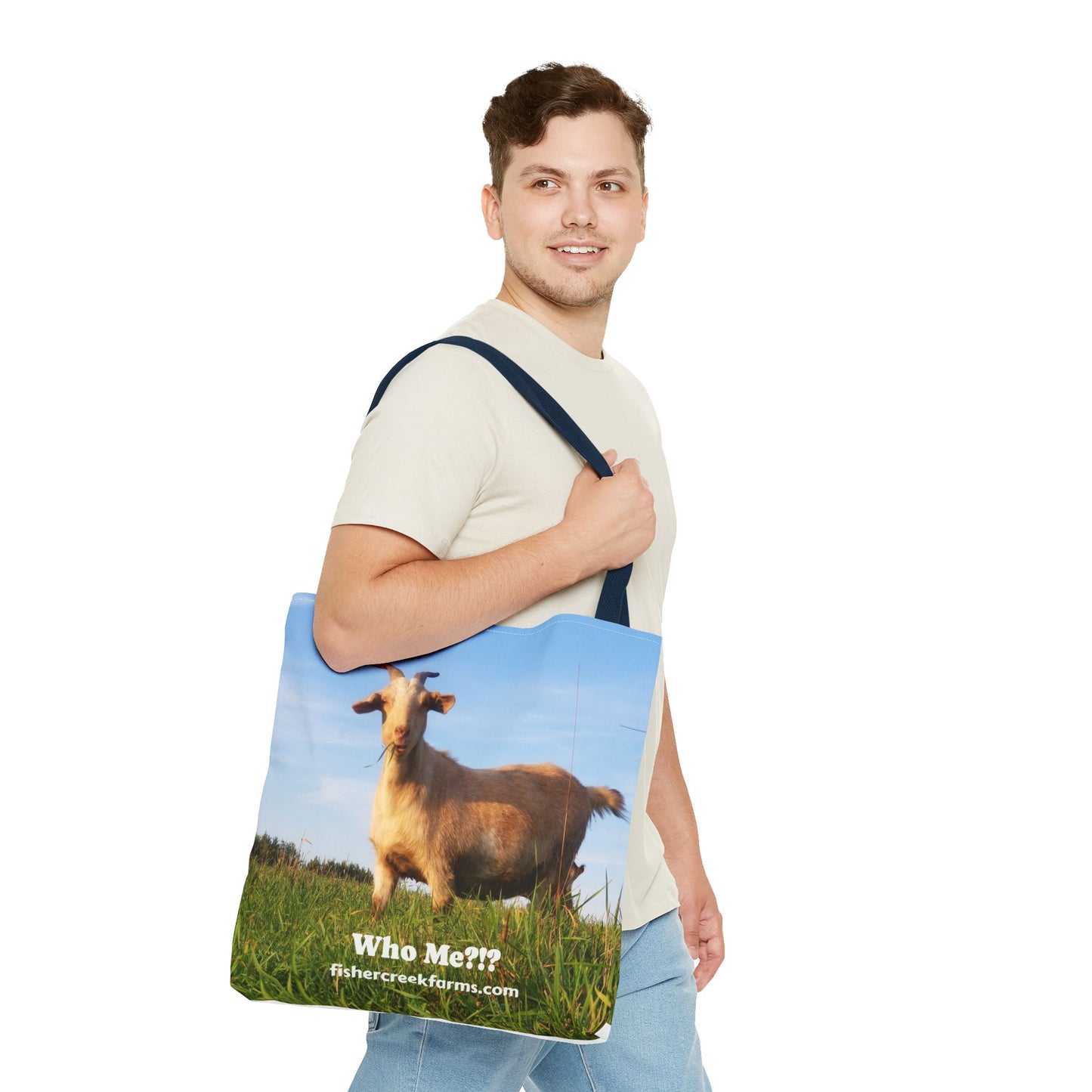 Goat Photo Tote Bag - "Who Me?!?" Farm Animal Reusable Market Bag