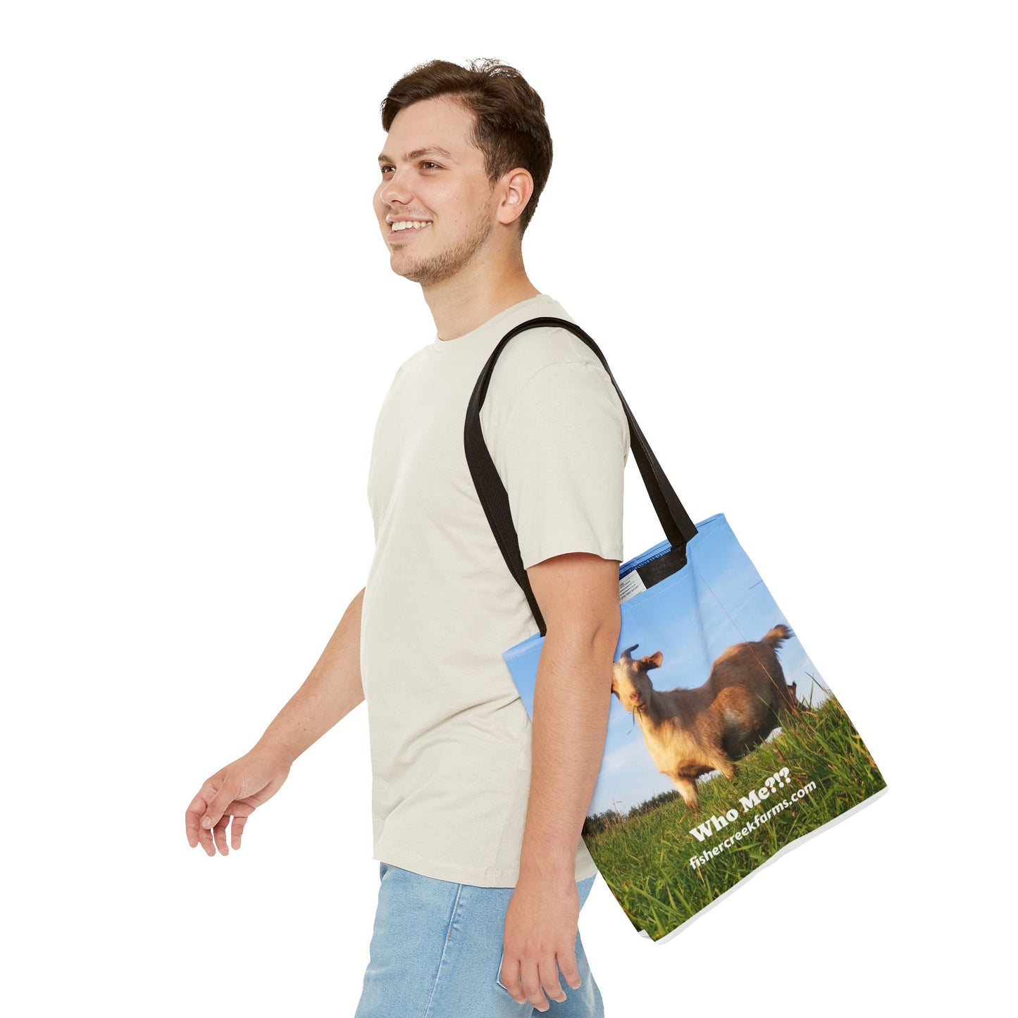 Goat Photo Tote Bag - "Who Me?!?" Farm Animal Reusable Market Bag