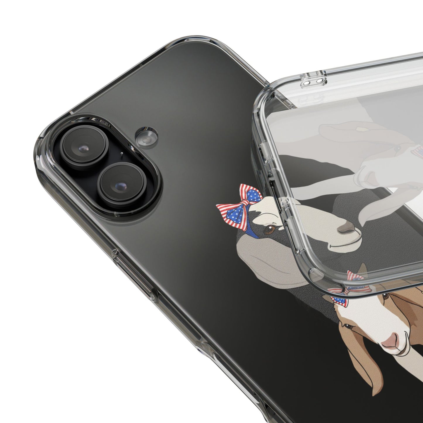Clear Impact Phone Case — Cute Goats with Patriotic Bow Accessories