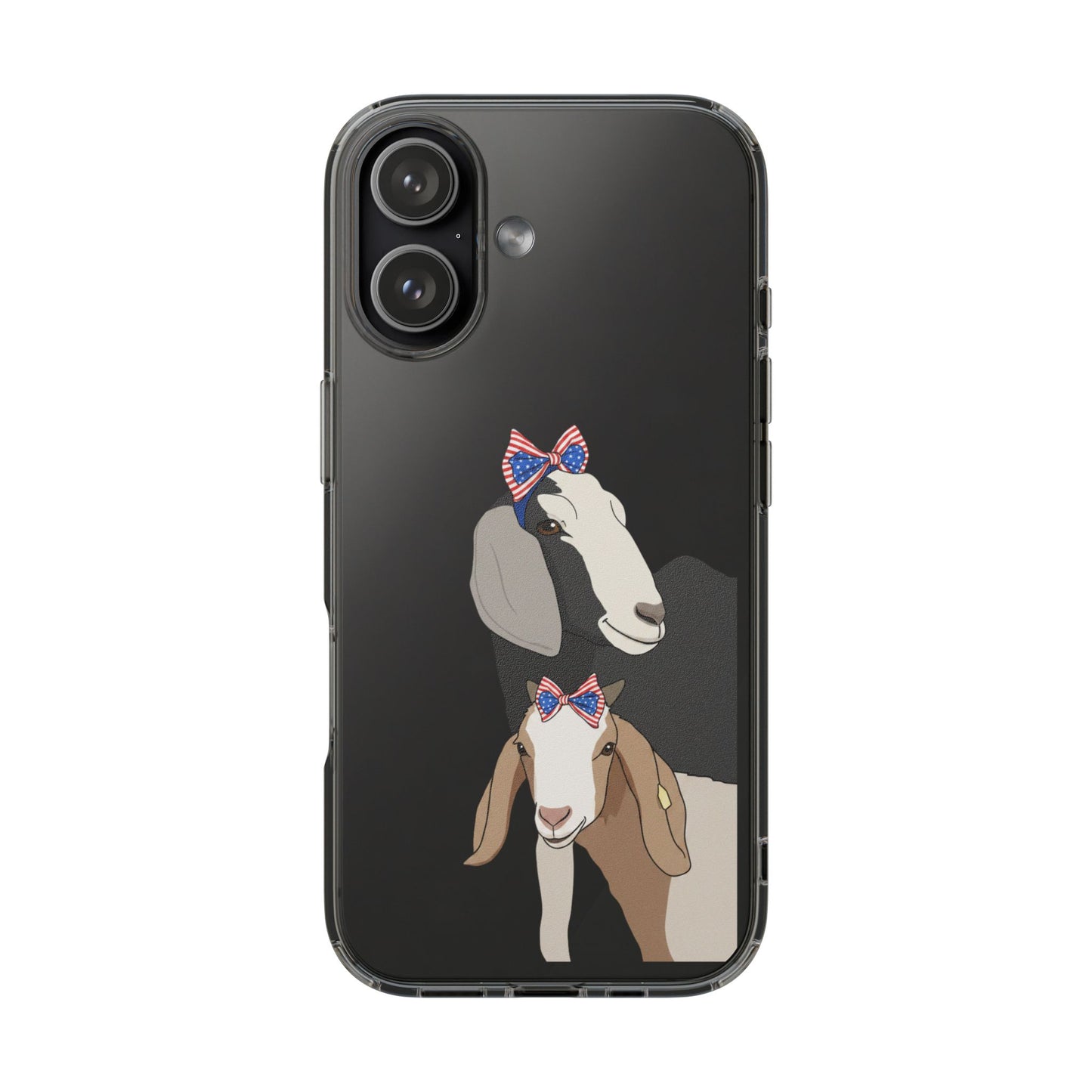Clear Impact Phone Case — Cute Goats with Patriotic Bow Accessories